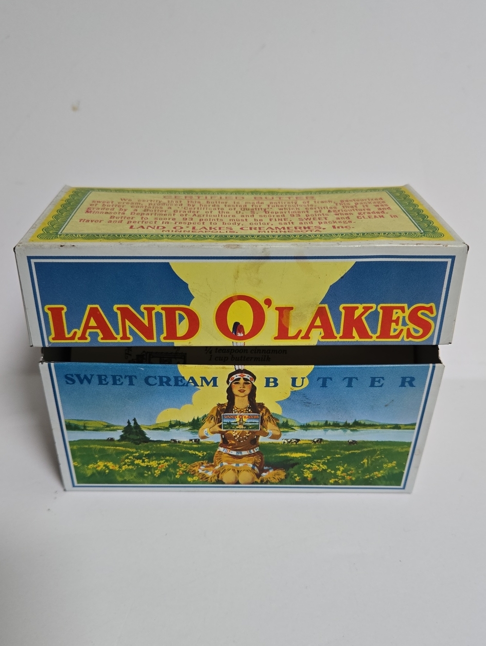 Vintage Land O'Lakes Sweet Cream Butter Tin Recipe Box